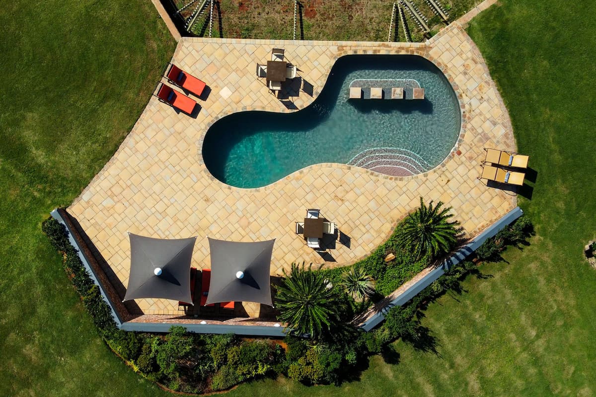 Aerial view of the pool at Founders Lodge